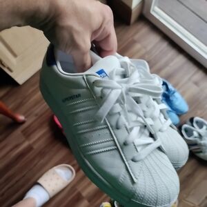 Adidas Superstar White and Blue Sneakers